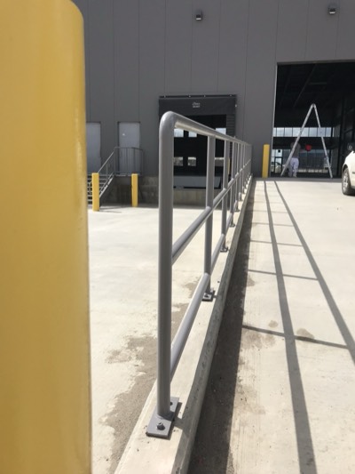 Industrial style painted railing and exterior trim with clean finish