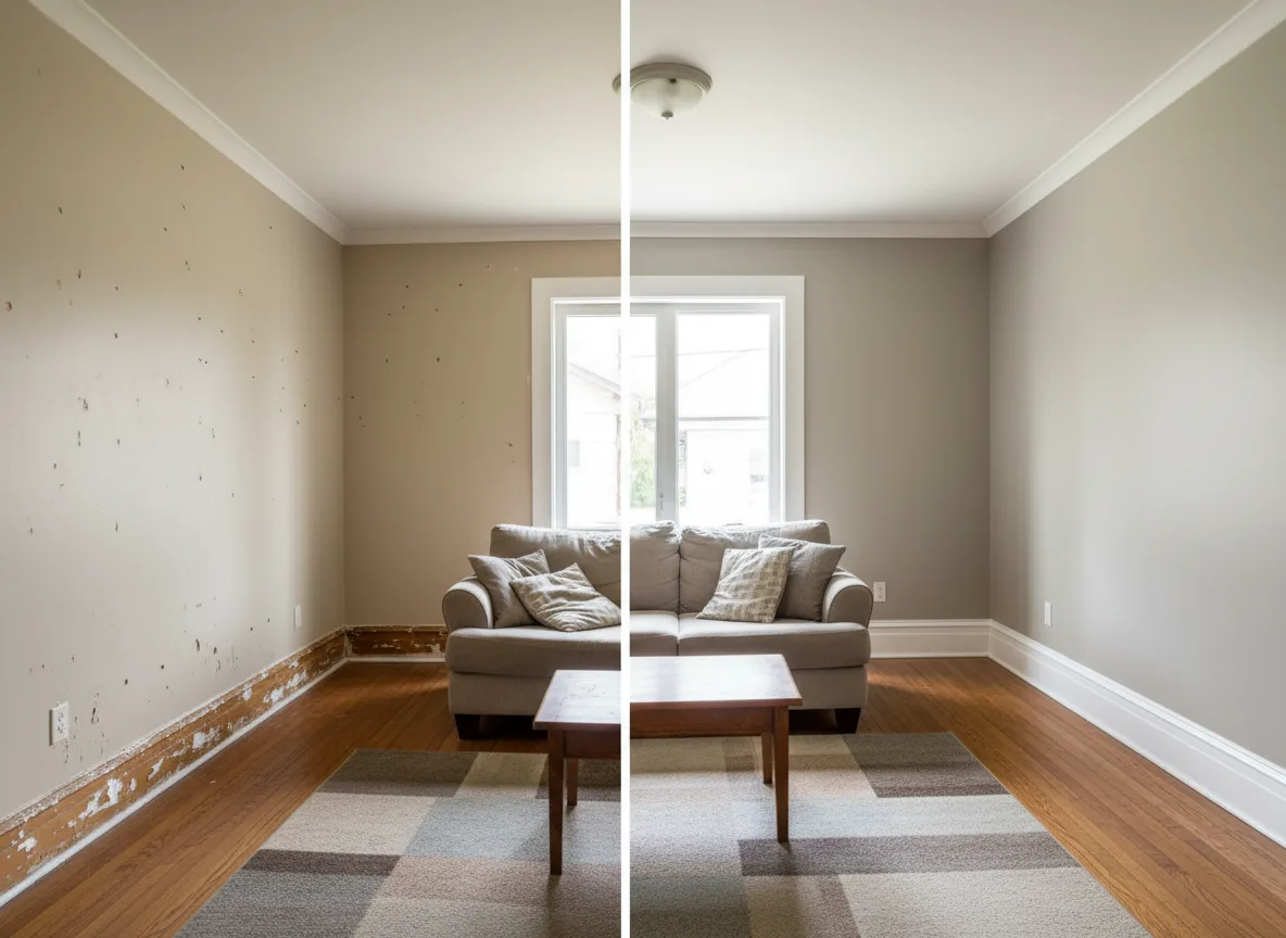 Before and after whole-home interior painting by iPaint Painting in Glenora, Edmonton