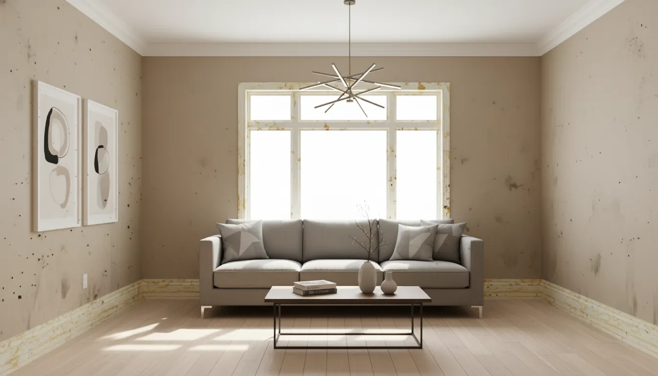 Living room before painting in Spruce Grove